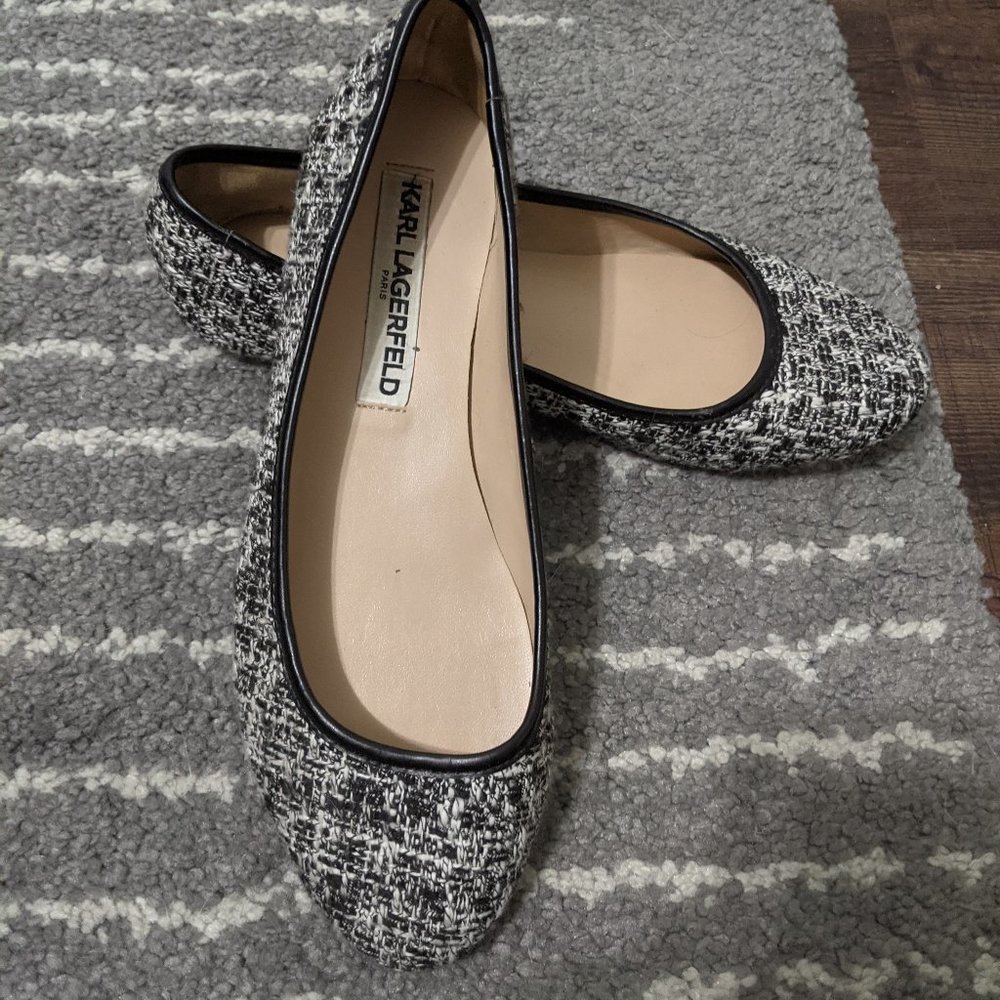 Karl Lagerfeld Tweed Flats